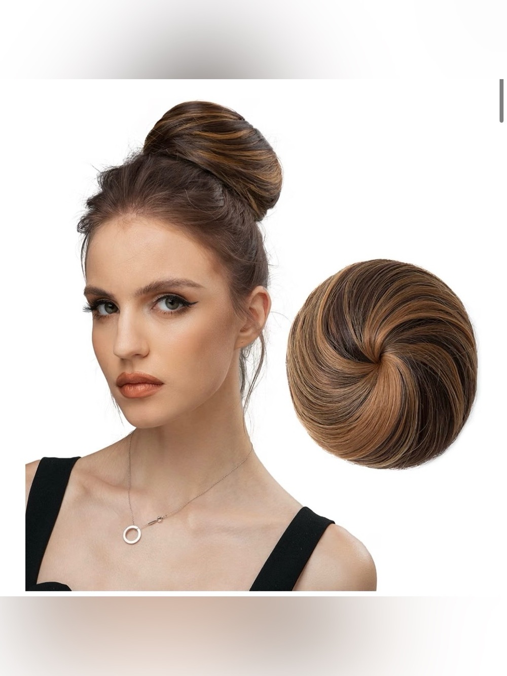 Hair Bun Extension Drawstring Synthetic - DARK BROWN
